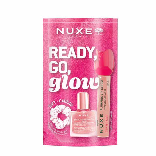 Ready Go Glow Very Rose Plumping Lip Serum & Floral Shimmer Oil Gift Set by NUXE