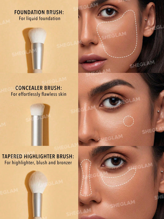 Glam 101 Face Essentials Brush Set With Bag by Sheglam