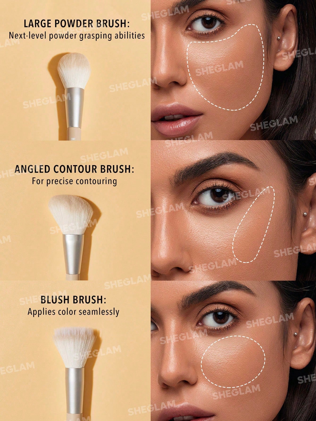 Glam 101 Face Essentials Brush Set With Bag by Sheglam