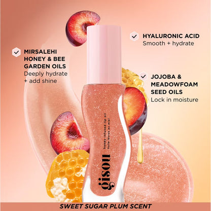 Gisou Honey Infused Lip Oil 8ml - Glazed Plum