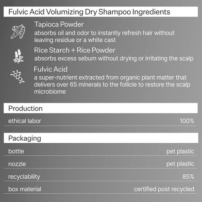 Act+Acre Fulvic Acid Volumizing Dry Shampoo Powder For Oily Scalp