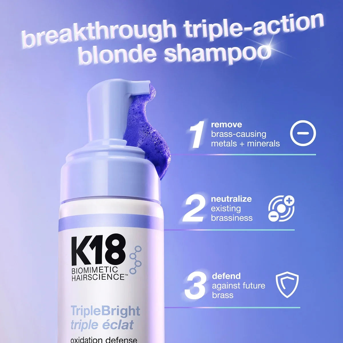 TripleBright Oxidation Defense Purple Shampoo 125ml by K18 Biomimetic Hairscience