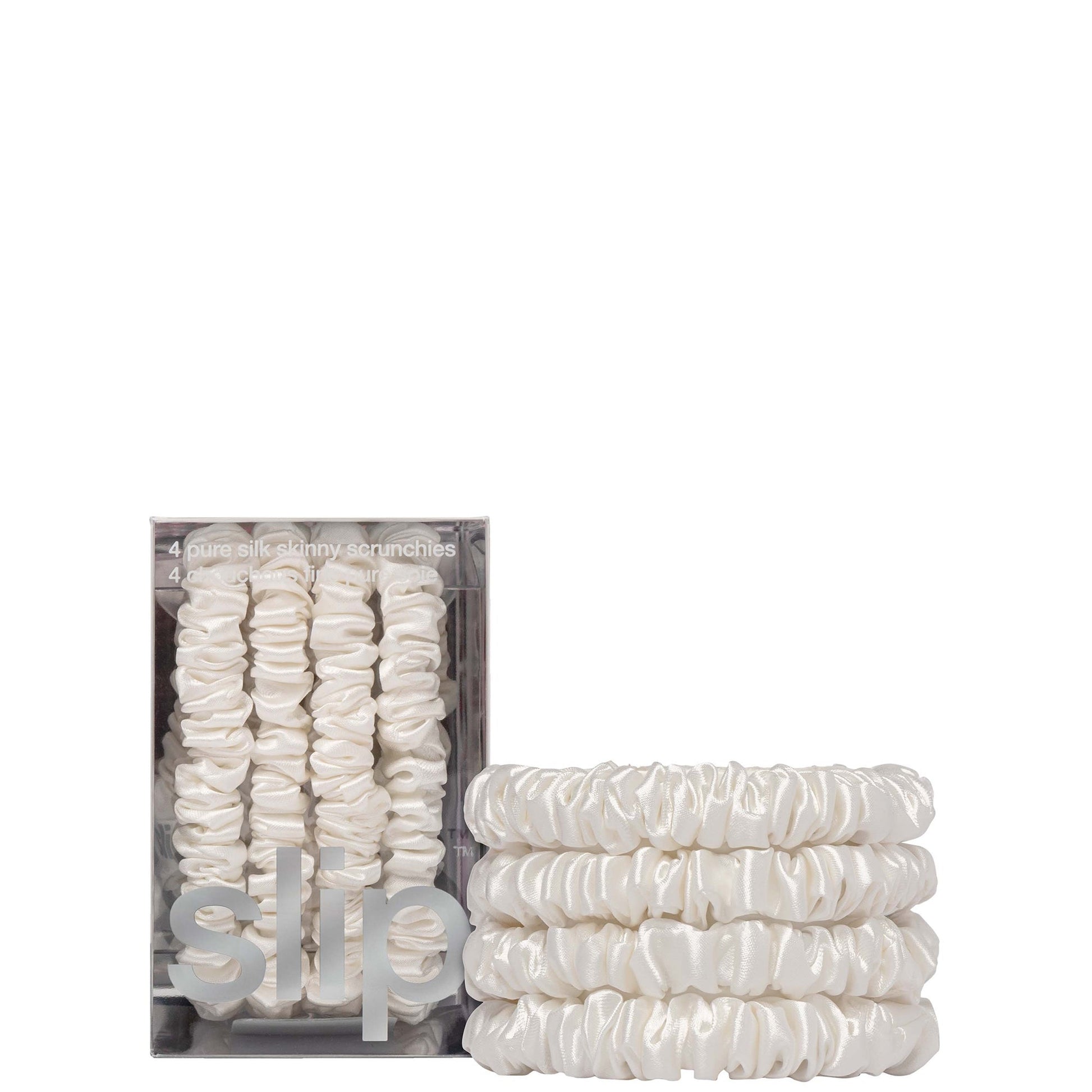 Slip Pure Silk Skinny Scrunchies - White