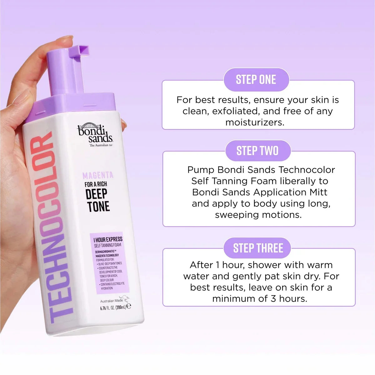 Technocolor 1 Hour Express Self Tanning Foam Magenta 200ml
