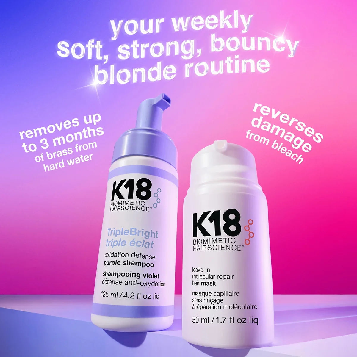TripleBright Oxidation Defense Purple Shampoo 125ml by K18 Biomimetic Hairscience
