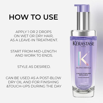 Blond Absolu Huile Cicagloss Hair Oil In Refillable Bottle by Kérastase