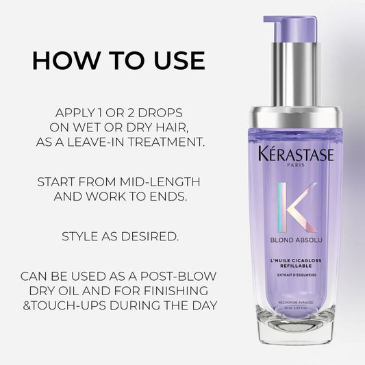 Blond Absolu Huile Cicagloss Hair Oil In Refillable Bottle by Kérastase