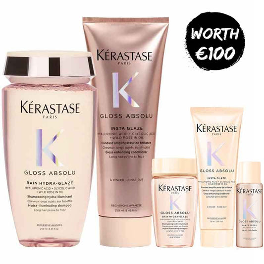 Gloss Absolu Home & Away Bundle + Free Glaze Drops Hair Oil by Kérastase