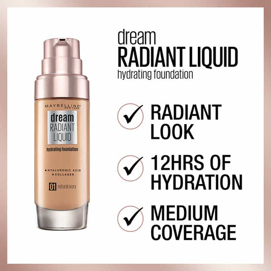 Dream Radiant Liquid Hydrating Foundation with Hyaluronic Acid and Collagen