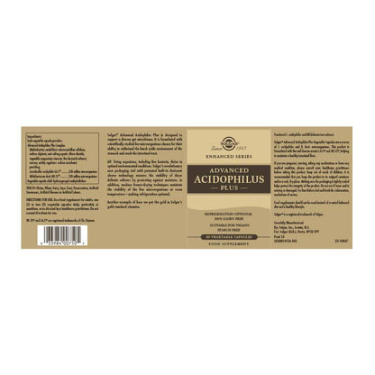 Advanced Acidophilus Plus Vegetable Capsules by Solgar